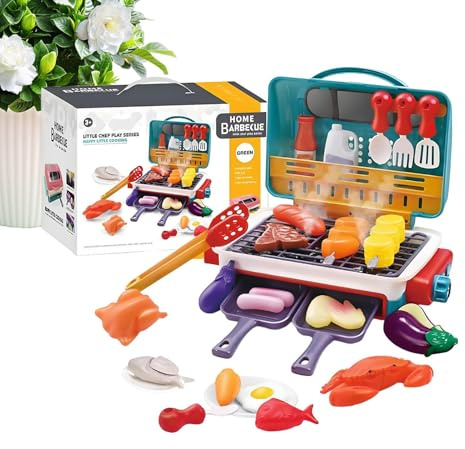Giocattoli Sensoriali da Cucina per Bambini | Kit Barbecue Finto con Suono Sizzling e Luci,Set Griglia da Esterno per Gioco di Finzione Cucina,per Bambini Piccoli Ragazzi e Ragazze