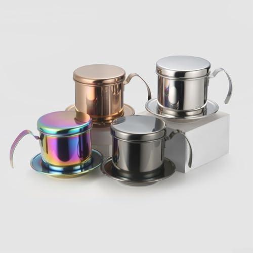 Vietnamese Coffee Filter, Stainless Steel Mesh Drip Moka Pot Rich Brew Reusable Compact Design Coffee Filter Home & Travel(Black)