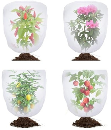 Obotsnoi Vogelnetz für den Garten, schützend, mit Kordelzug, für Pflanzen, Früchte, Baumtasche, Heidelbeerstrauch, atmungsaktives Barrierennetz