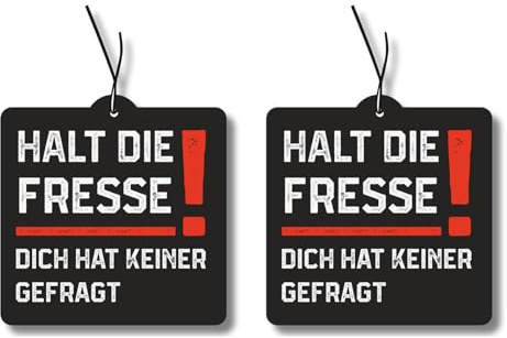 2x Duftbaum mit 'Halt die Fresse' Motiv, Auto lustig Duftspender, Duftbaum Auto tuning, Lufterfrischer, Duftanhänger Auto Set, Scherzartikel