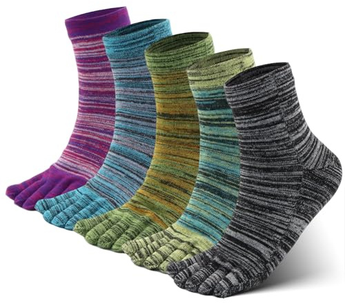 Soleeya 5 Paia Calze con Dita Uomo Donna, 39-45 Traspirante Calzini con Dita Separate Uomo Calzini Sportive in Cotone Calze con le Dita 5 Retrò Adatto per Corsa Fitness e Tempo Libero