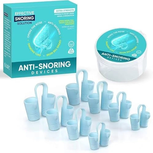 Anti-Schnarch-Geräte, Silikon, 4 Größen, 8 Stück, wiederverwendbare Nasenöffnungen aus Silikon, Nasendilatatoren zum Atmen, bequeme und wirksame Schnarchlösung hilft gegen Schnarchen (Blue) (Blue)
