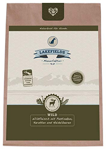 LAKEFIELDS MANUFAKTUR Premium Dry Dog Food, Wild 68%, Grain-Free Dry Food for Adult Dogs, Complete Food with Deer and Deer Meat, Gently Baked, 4 x 2.5 kg