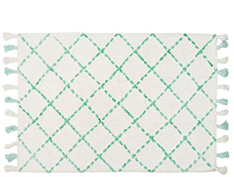 Aratextil Tanger Kinder Teppich, 120 x 160 cm, Baumwolle, Mint/Creme, 120 x 160 x 30 cm