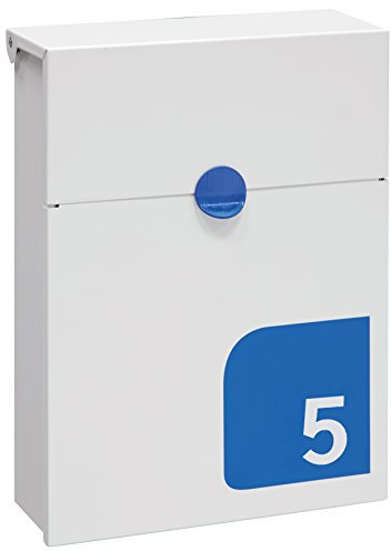 Arregui Tondo S E6721-BLU Cassetta Postale Indiviuale da Parete con Segnaletica di Numero, Personalizzabile, Dimensione S (DIN A5)- 30,5 x 23 x 10 cm, Con Serratura Coperta, Bianco e Blu