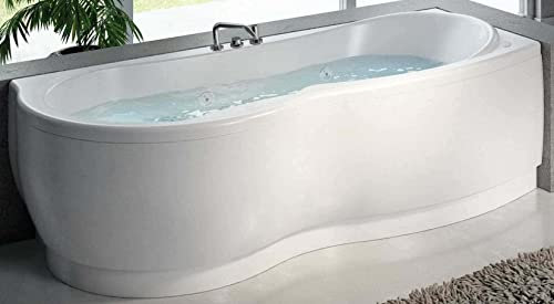Novellini Venus Vasca Bagno Hydro Plus 180x80/85 H55 cm Idro Laterale 6 Getti Disinfezione Airpool 12 Jets Forma Esterna Curva Interna Otto Destra Telaio Pannello Rubinetto Display Acrilico Bianco