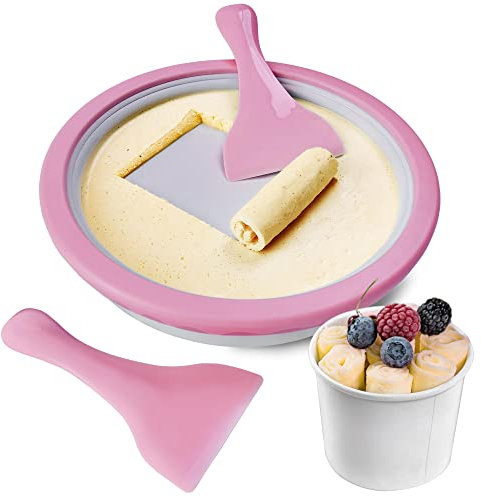 Macchina per Gelato, Rolled Ice Cream Maker, Gelatiera Manuale, Set da Cucina, Piastra Refrigerante Istantanea, Porzionatore Professionale