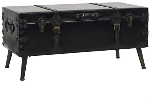 Tidyard Truhentisch Beistelltisch Ablagetisch Couchtisch Vintage, aus MDF + Kunstleder + Stahl, 102 x 51 x 48 cm (L x B x H)