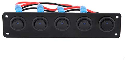 5 Gang Wippschalter Panel, 12V-24V Boot LED Schaltpanel, Ersatz für Auto, RV, Wohnwagen, Anhänger