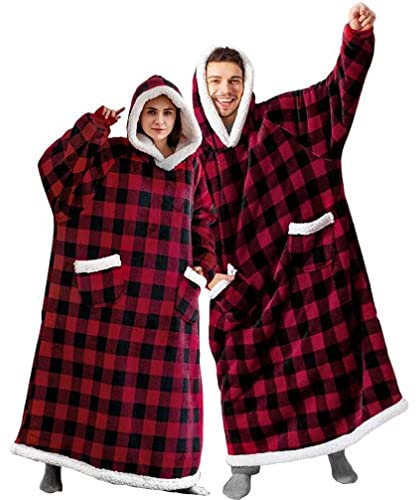 CASKIE Sudadera Con Capucha XXXL de Invierno Para Mujer y Hombre, Batamanta Con Bolsillo Frontal, Blanket Hoodie de Tejido Felpa Suave, Manta Bata Gigante