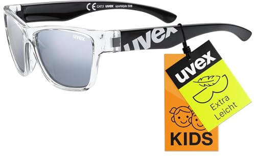 Uvex sportstyle 508, occhiali sportivi per bambini, specchiato, incl. fascia, black clear, one size