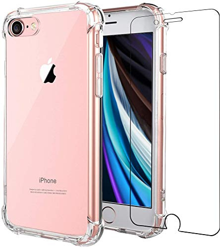 iPhone SE 2020,iPhone SE 3 2022,iPhone 8/7/6/6S Handyhülle 4,7Transparent | iPhone SE 2020,iPhone SE 3 2022,iPhone 8/7/6/6S Handyhülle,Displayschutzfolie Slim Stoßdämpfung Verstärkte Weiche TPU Silikon
