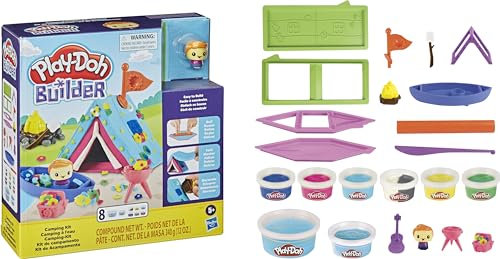 PlayDoh F0642 Builder Kit da Campeggio per Bambini dai 5 Anni in su, con 8 Colori PlayDoh, Kit da Costruzione Fai da Te
