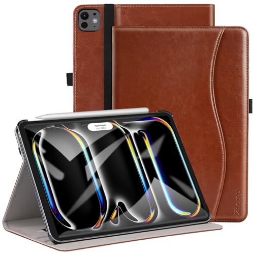 ZtotopCases Hülle für iPad Pro 13 Zoll 2024, Premium PU Leder Leichte Geschäfts Cover mit Automatisches Ruhen/Wecken für iPad Pro 13 Zoll 7.Generation Tablette,Braun
