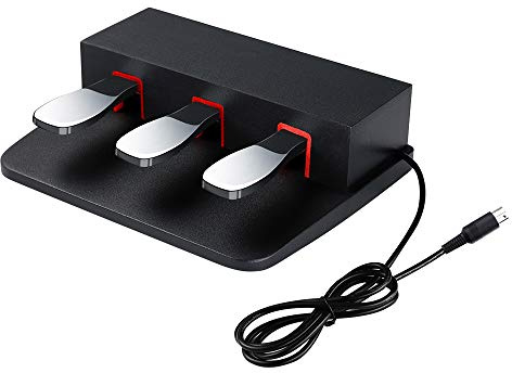 ATNEDCVH 3-pedal för digitalt tangentbord piano, 3 pedalenhet för Yamaha P85 P95 P48 P105 P115 elektriskt piano (svart)