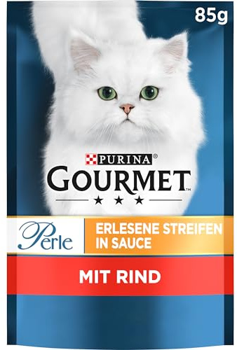 Gourmet pärla utsökta remsor kattmat våt, med nötkött, 26-pack (26 x 85 g)