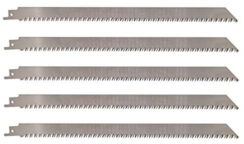 Stainless Steel Reciprocating Saw Blades for Meat, 12 Inch 8TPI Unpainted Reciprocating Saw Blades for Wood Pruning, Food Cutting, Big Animals, Frozen Meat, Beef, Sheep, Cured Ham, Turkey, Bone - 5 pack