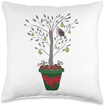 12 Days of Christmas Partridge in a Pear Tree Throw Pillow