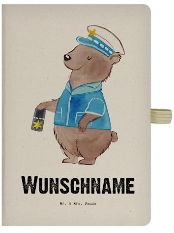Mr. & Mrs. Panda Notizbuch personalisierbar Polizist Herz - Personalisierte Geschenke, Studium, Polizei, Personalisiertes Buch, Cop, personalisiert, Geschenk, Skizzenbuch