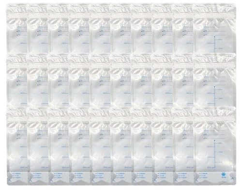 Teksome Muttermilchbeutel, lebensmittelecht, auslaufsicher, 200 ml, für Kühlschränke, zum Aufschreiben der Daten