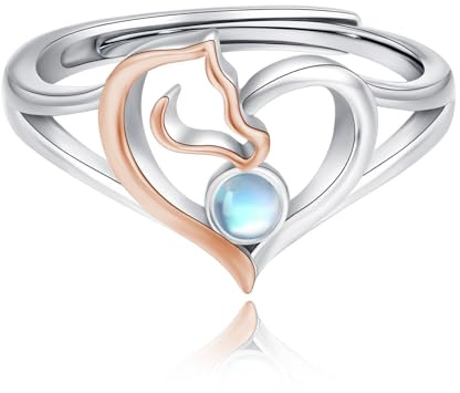 Tier Ring 925 Sterling Silber Hochland Kuh/Fuchs/Elefanten/Pferde/Eule Verstellbarer Offener Ringe Schmuck Geburtstag Weihnachten Geschenke für Damen Mädchen