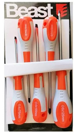 SIO Juego de Destornilladores Magnéticos 5 Piezas Planos y Phillips – Destornilladores Profesionales Punta Imantada Reforzada – Mango Ergonómico Antideslizante – Kit Taller Hogar Electrónica Bricolaje