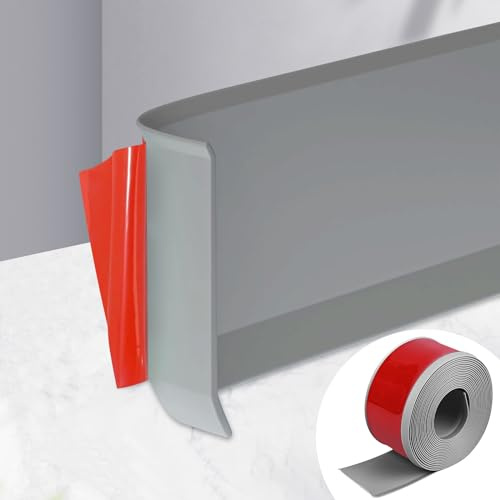 Weichsockelleiste Selbstklebend, 10cm x 10m Sockelleiste Grau, Selbstklebende Abschlussleiste Aus PVC, Flexible Zierleiste Sockelleisten für Wohnzimmer Küche Badezimmer