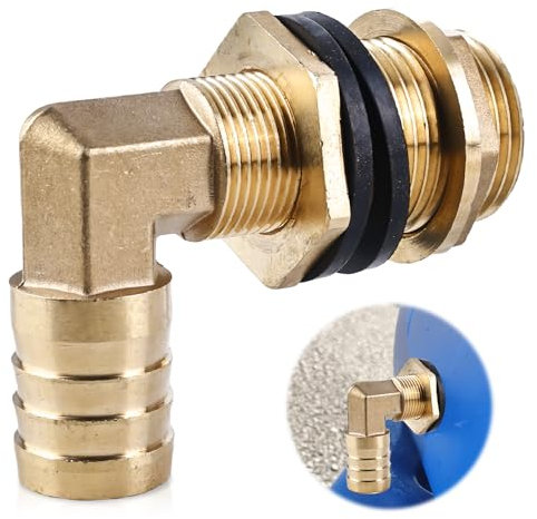 TOATELU Regentonnendurchführung Tankdurchführung Tankverschraubung Regentonnenverschraubung:Regentonnendurchführung 3/4 IG 1 AG + Schlauchtülle 25mm mit 2 Dichtungen für Regentonnen/Zisternen