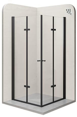 i-flair Duschkabine Emma 85x100 Höhe: 190 cm, Eckkabine mit Falttüren in Schwarz, Falttürkabine aus 6mm durchsichtigem Nano ESG-Sicherheitsglas - LINKS und RECHTS MONTIERBAR! ALLE GRÖSSEN DK99B
