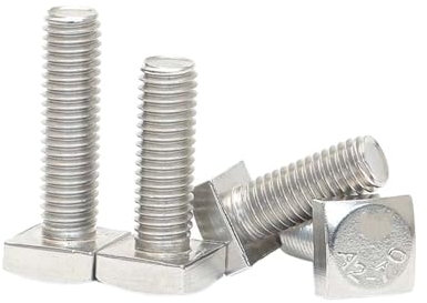 GB35 Vierkantschrauben, Schrauben aus Edelstahl 304, M4, M5, M6, M8, M10, M12, A2-70, Vollgewinde-Vierkantschrauben (Color : Silver, Size : M8x70mm 5pcs)