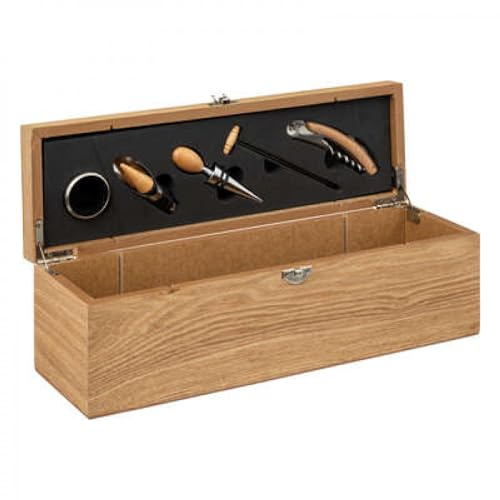 Wein Geschenkbox – 6teiliges Sommelier-Set in edler Holz Schatulle