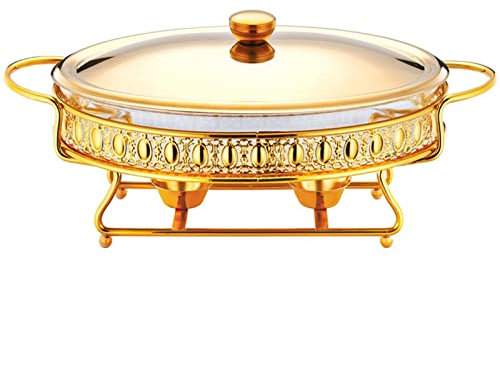 CUTPOIY Stainless Steel Chafing Dish 2 Quart Full Size Buffet Set with Water Pan Food Pan Fuel Holder and Lid for Buffet Weddings Parties Gold