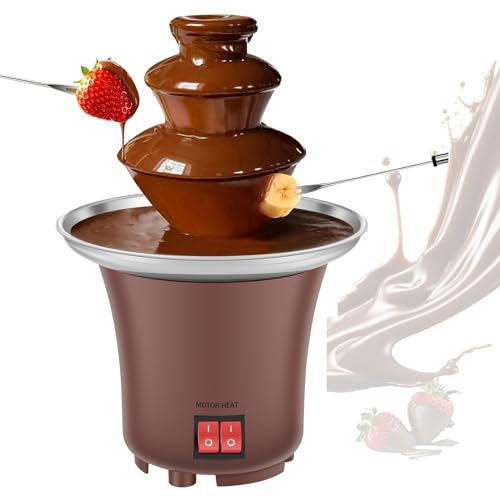Mini Fuente De Chocolate,Fuente De 3 Niveles,Capacidad Para Chocolate De 10 Onzas,Derretidor De Chocolate Eléctrico, Fácil De Limpiar,Adecuado Para Fiestas Y Bodas,Queso,Salsas,Fresas