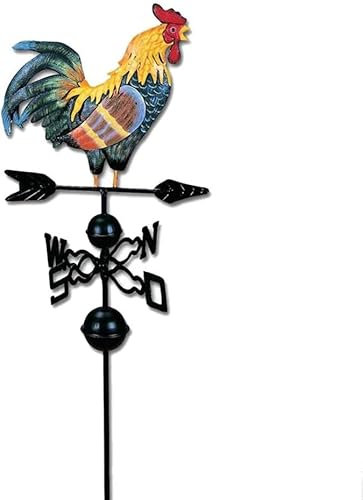 3D Wetterhahn Motiv Hahn Retro Wetterhahn aus Kupfer Mit Halterung Gußeisen Windrichtungsanzeiger Windspiel Wetterfahne betreff Dach Dekofigur Hahn Terrasse Hof Ornament Dekoration