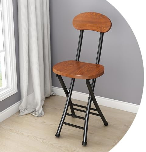 SKINCATE Barhocker Klappstuhl, Tragbarer Esszimmerstühle Sitzhöhe (45cm), Garten Camping Klapphocker, Küchenstühle Für Bistro Esszimmer Wohnzimmer Schlafzimmer, Mit Lehne(Brown-black)