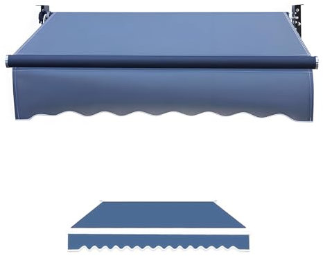 Ersatz Markisentuch Markisenstoff Markisenbespannung Terrasse Markiese Ersatzstoff Markise Balkon Ersatzvolant 2x1.5m(6.5x4.9 FT) Als Sonnenschutz, UV-Schutz, Regenschutz, Schneeschutz Rahmenlos Blau(