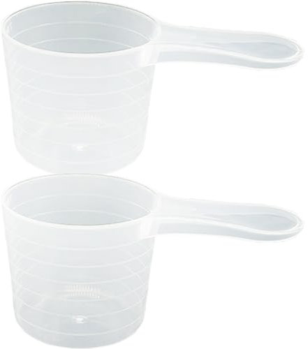 2 cucharas medidoras de proteínas de 70 ml, cucharas medidoras de plástico para café, leche en polvo y líquido