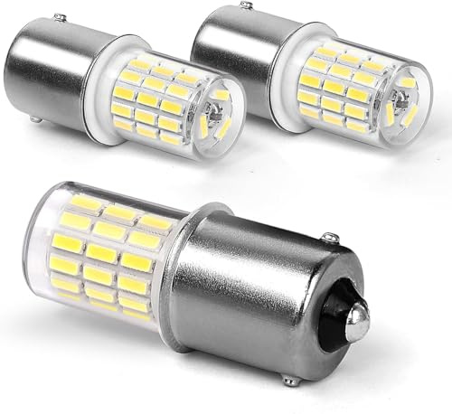 Bsxywa P21w 1156 Ba15s LED Bulb 6000K White 3W AC/DC 12-24V LED Light Bulbs, for RV Interior Lights, Backup Reverse Light, Position Lights, Rear fog lamp, Daytime Running Lights. (Pack of 3)