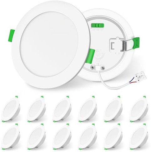 ALUSSO 10W 1050lm Einbaustrahler LED Spots 230V Dimmbar Einbauleuchten IP44 | Hohe Helligkeit, 3CCT Warmweiß Neutralweiß Kaltweiß Deckenspots, Ultra Flach Deckenleuchte Badezimmer Küche, Weiß 12er Set