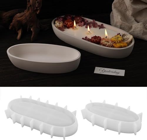 2 Stück Silikonform Rund, 29.6cm + 21.9cm Silicone Molds Tray, Tablett Silicone Gießformen, Kerzenhalter, Kerzenformen Silikon