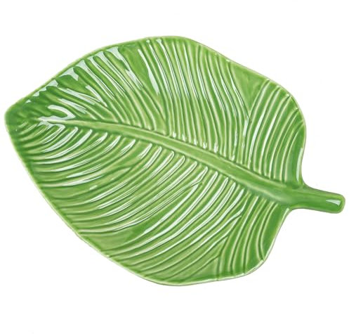 Kedested Plateau à bijoux en céramique pour femme, assiette à bijoux en forme de feuille de bananier, support de bague pour boucles d'oreilles, collier, cadeau de fête des mères, Noël, anniversaire