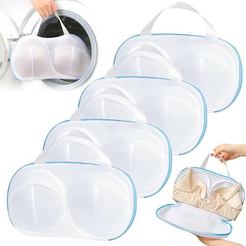 4 Stück Wäschenetz BH, BH Wäschesack für Waschmaschine, Unterwäsche Waschbeutel mit Tragegriff & Reißverschluss, Groß BHS Wäschebeutel Reisen Laundry Bag für Dessous und Feinwäsche BHS, 30 x 20cm
