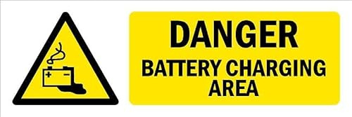 Danger, Battery Charging Area, warning sign - 1mm flexible Plastic sign (450mm x 150mm)