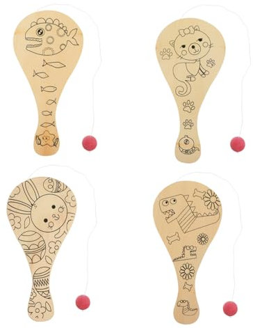 Toyvian Holzpaddel Spielzeug Für Kinder 4 Stück Malpaddel Aus Unbehandeltem Holz Selbstgemacht Bastelset Für Feinmotorische Kreatives Hand Auge Training Geschenk Für Jungen Und Mädchen Zu Weihnachten