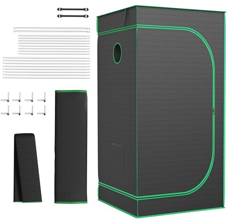 SUBTLETY 80x80x160cm Grow Zelt Komplettset Indoor Growschrank für Homegrow Lichtdicht Pflanzzelt Gewächshaus Box mit Sichtfenster & Zubehörkanal Zuchtzelte für Hydrokulturen Anzucht Gemüse Blumen