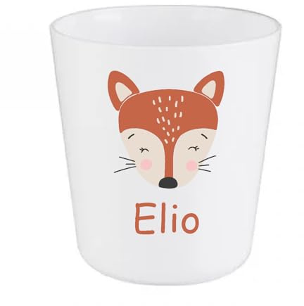 Gobelet Enfant Personnalisé – Incassable en Polymère – Motif Renard + Prénom – Idéal École, Bébé, Enfant, Cadeau Anniversaire ou Naissance
