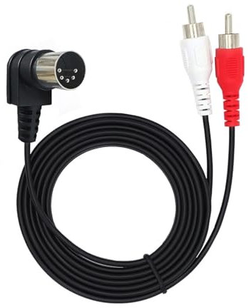 ELNONE 90 Degree RCA Plug to 5Pin Adapter Cable，Professional 5-Pin Din Male to 2-RCA Male Plug Audio Cable for Bang & Olufsen, Naim, Quad, Stereo Systems (1.5M/5FT)