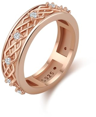 Anti-Angst Spinner Ringe 925 Sterling Silber keltisch Roller Ring Fidget Band Ring für Stress Drehbarer Schmuck für Damen