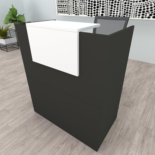 Henor Oja Empfangstheke Rezeption 100 x 50 * 107 cm Holz Rezeptionstheken Empfangstisch Supermarkt Store Beauty Salon Friseur Kassentheke Büromöbel Laden-Theke Rezeptionsmöbe Graphit und Weiß