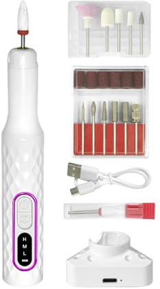 Jubilofex Elektrisk Nagelfil - Elfil Set För Akryl Och Gelnaglar | 3 Inställbara Hastigheter, 15000 RPM Manikyr Polering Slipning Formning Verktyg För Användning I , Under Resor, I Salonger Och